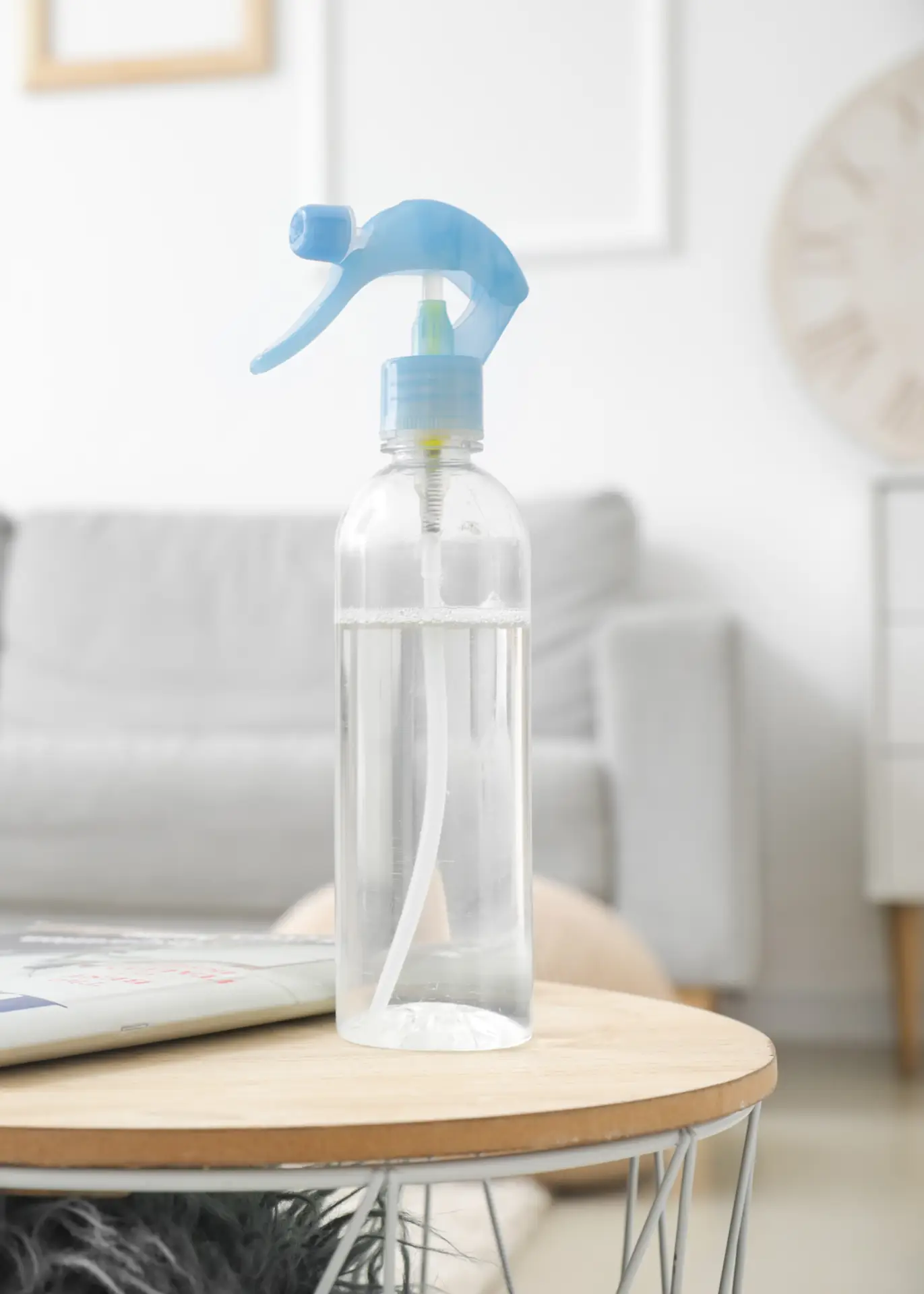 A spray bottle on a table